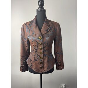 Vintage Christian LaCroix BLAZER Brocade Suit With Gold & Enamel Buttons Size 36